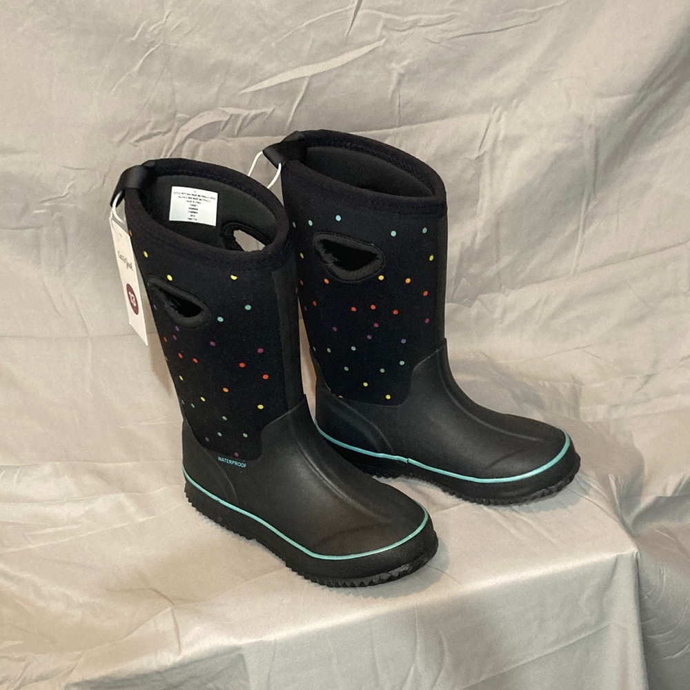 Cat & Jack Black Boots with Colorful Dots